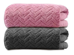 Maxoshine Microfiber Bath Towels Large Size-Super Soft Coral Fleece Bathing Towel With Hook Quick Dry Super Absorbent-Bath Towel For Men & Women (Grey/Pink) - Pack Of 2