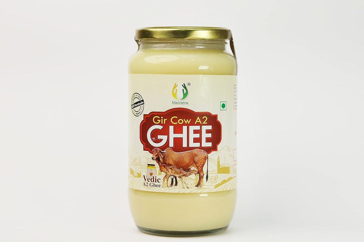 Organic Natural Desi Gir Cow A2 Ghee By Matratva | Naturally & Healthy Pure Vedic Cow Ghee Perfect For Digestive Health | (1 Litre) 33.8 Ounce | Jar Pack