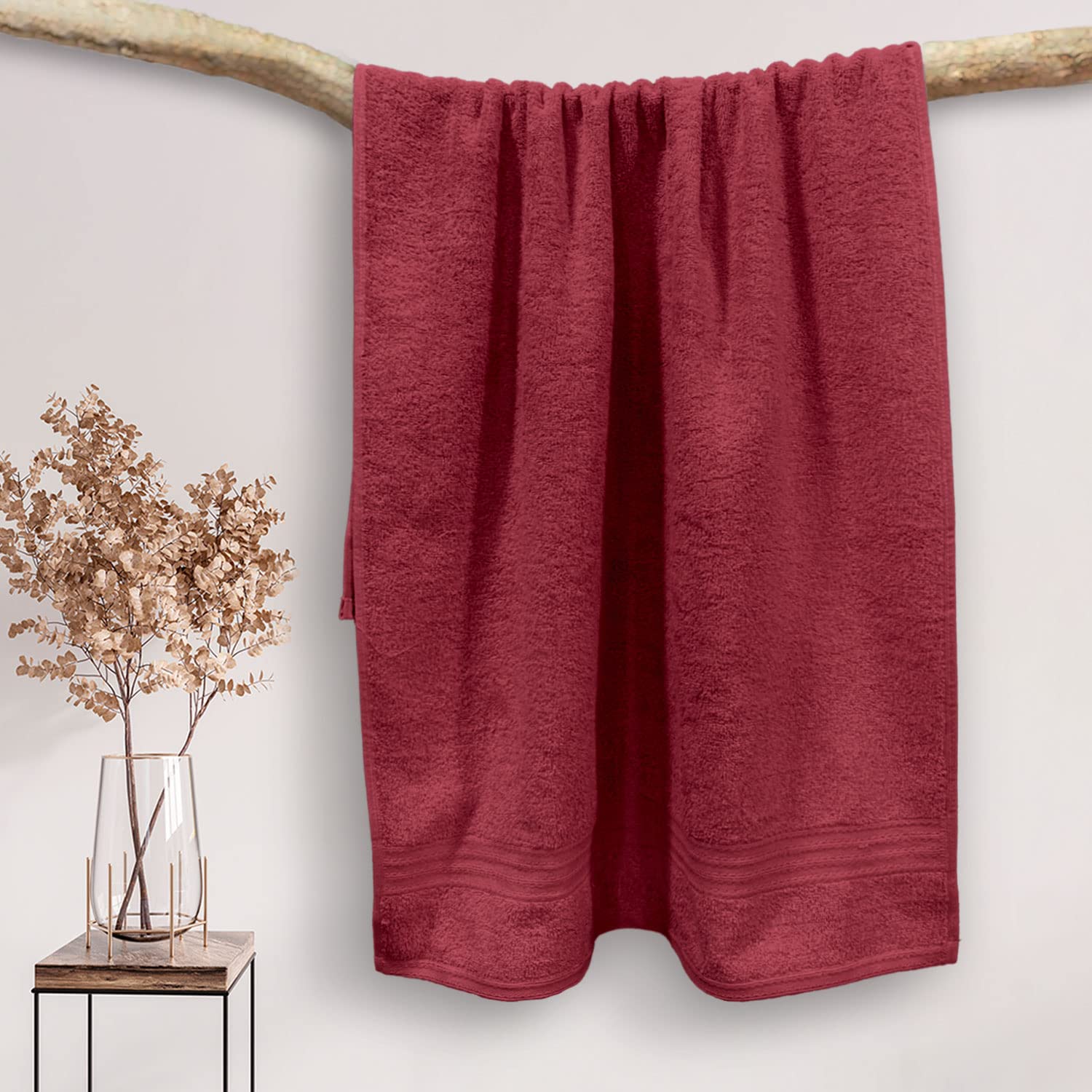 Sassoon Anatolia 100% Cotton XL Bath Towel 500 Gsm | Extra Soft, Quick Drying & Super Absorbent Bath Towel For Men & Women (Crimson)