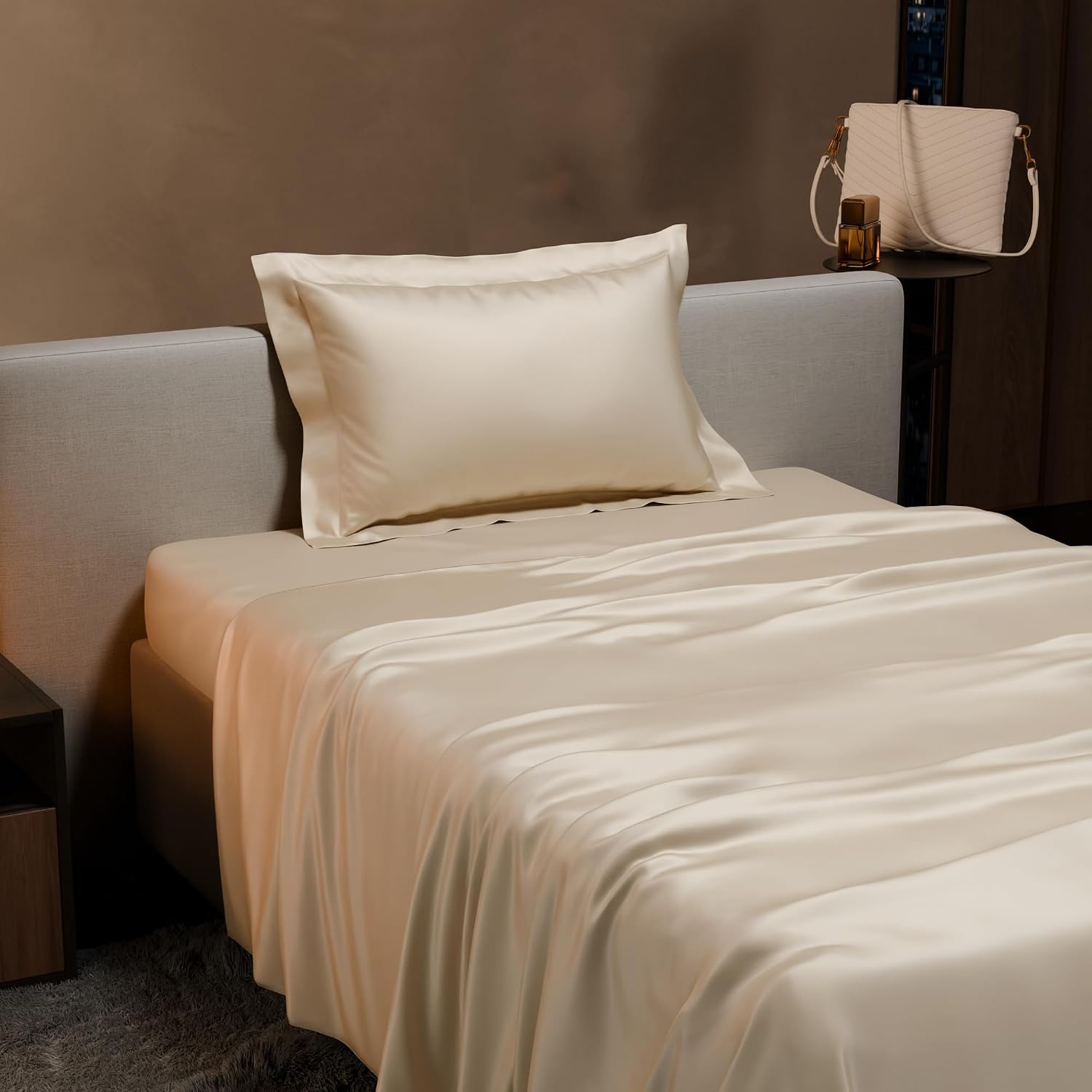 Single Bedsheet With 1 Pillow Cover - 60 X 90 Inches, Charming Ivory | Premium Bedding Set, Home Decor, Wedding Gift For Couples, Housewarming, Anniversary