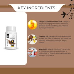 Ae Naturals Flaxseed Oil Capsules With Omega - 3 6 9 & Vitamin D3, Healthy Skin, Heart & Immunity Booster | 60 Capsules 100gm 0.2lbs