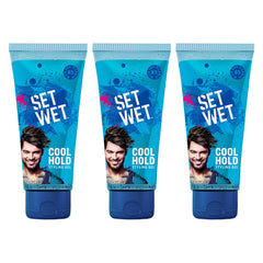 Set Wet  Daily Hair Styling Gel For Men Cool Hold , Alcohol Free , Pro Vitamin B5 , Medium Hold 100ml Each 3.4 Fl.oz. | Pack Of 3