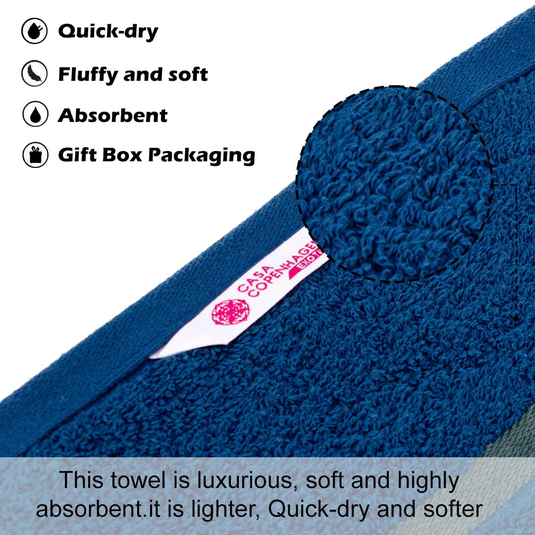 Casa Copenhagen Egyptian Cotton Exotic 1 Pcs Large Bath Towel 520 Gsm (Navy)