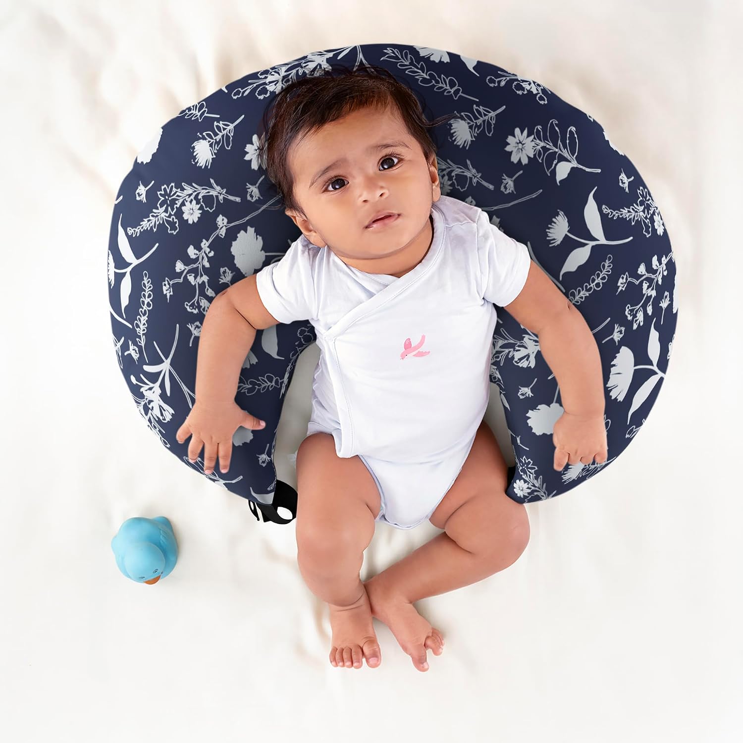 Feeding Pillow For New Born Baby, 5 In 1 Multipurpose Nursing Pillow - Blue | Pillow For Breastfeeding With Cotton Removable Cover | Stay-Put Support For Every Position, Multi-Use