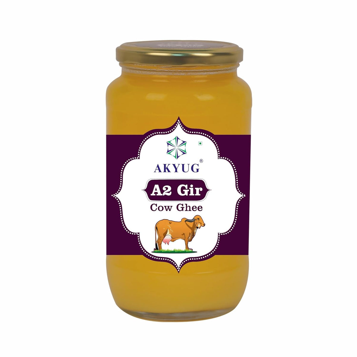 Organic A2 Gir Cow Ghee By Akyug | Tradition Bilona Method A2 Rich Desi Ghee Good For Calcium | (500ml) 16.9 Ounce | Jar Pack
