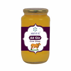 Organic A2 Gir Cow Ghee By Akyug | Tradition Bilona Method A2 Rich Desi Ghee Good For Calcium | (500ml) 16.9 Ounce | Jar Pack