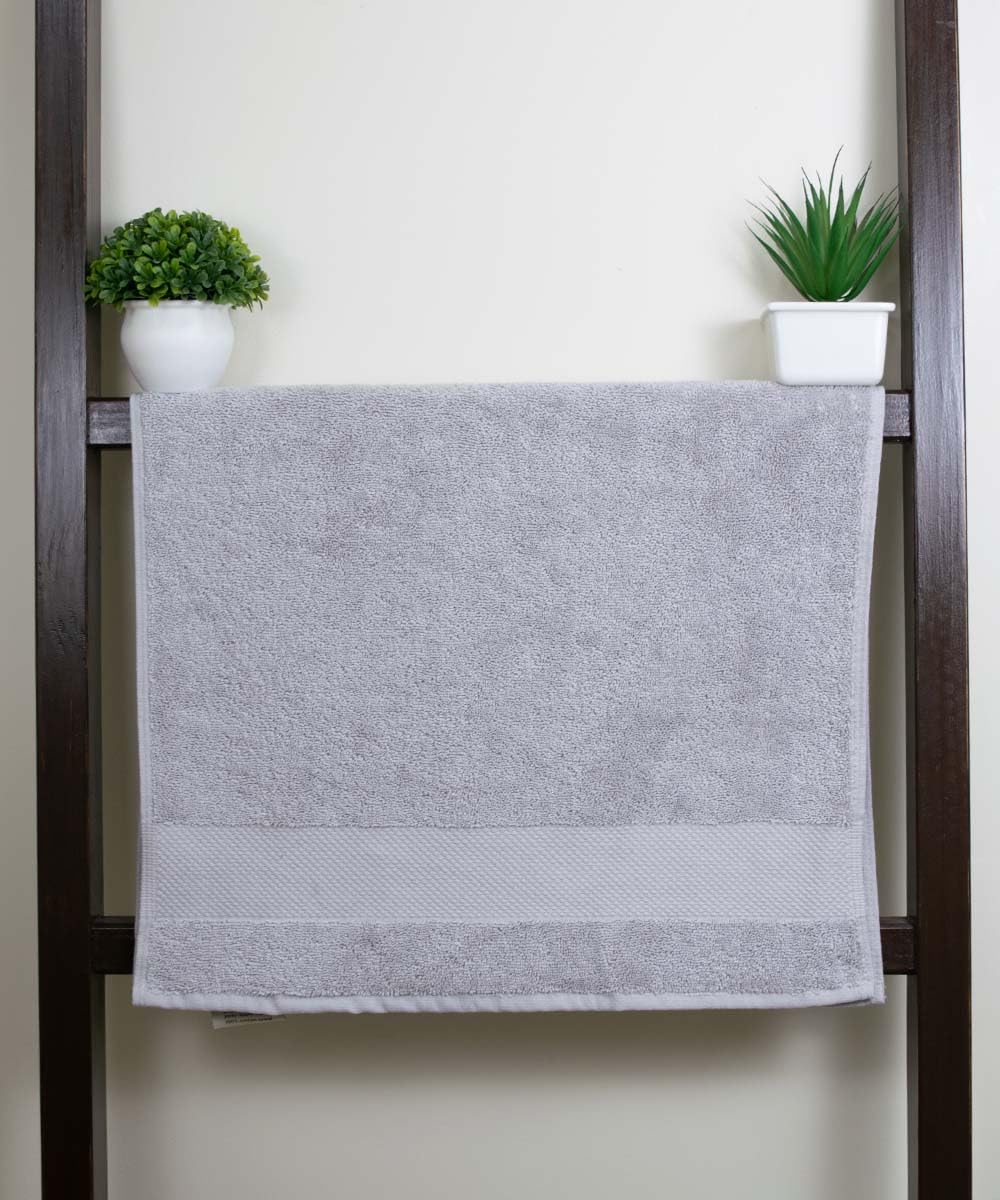 Rangoli Soft Absorbent Durable Towels Earthly Egyption Cotton Plush Oversized Small Size Bath Towel 600 Gsm (Grey)- Pack Of 2