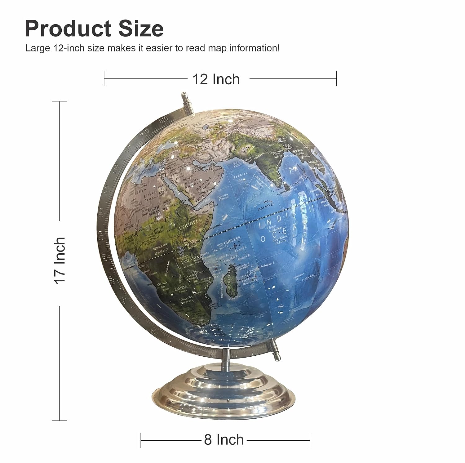 Physical Map Globe 12 Inch For Kids & Student Learning, Home Decor, Office Table, Educational Toy, Gift, Showpiece, For Students Learning, Pack Of 1