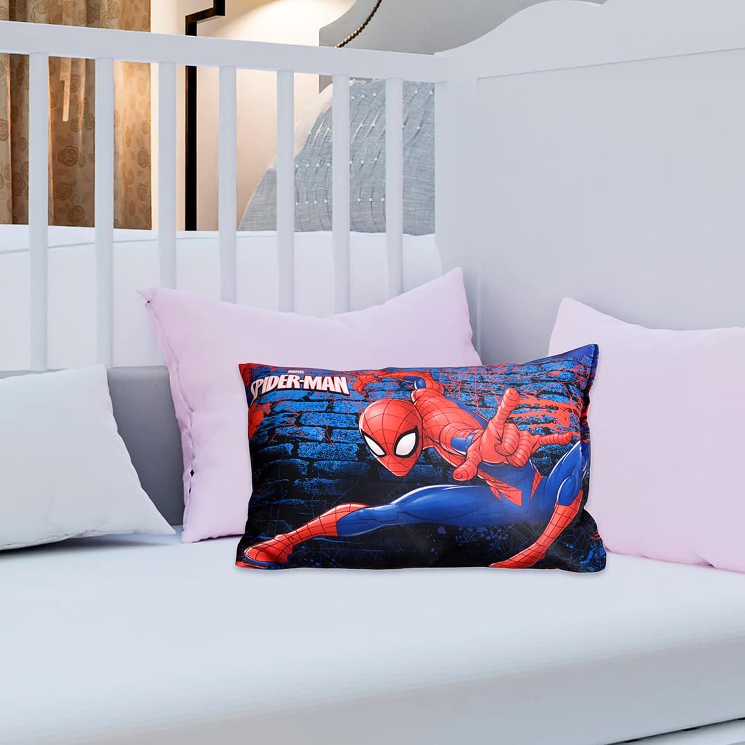 Marvel Spiderman Pillow For Sleeping, Navy Blue - 12 X 18 Inches | Cozy & Fluffy Super Soft Pillow | Suitable For All Sleepers, Multipurpose & Comfortable, Breathable - Pack Of 1