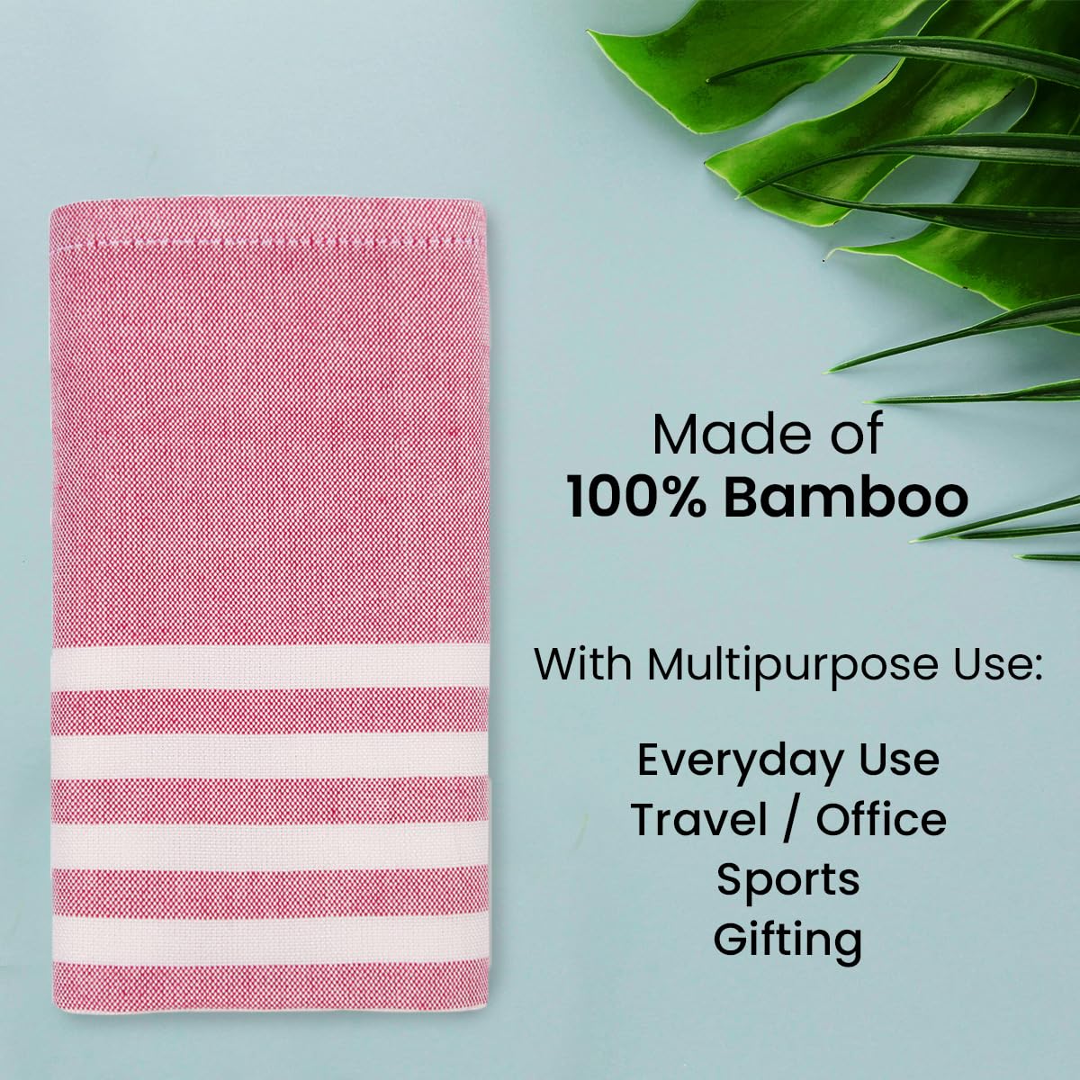 Mush Bamboo Turkish Hand Towels 250 Gsm | 100% Bamboo Gym Towel For Men & Women | Ultra Soft, Absorbent & Quick Dry Towel | Red Stripe (Set Of 2)
