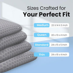 Ventilated Cooling Gel Memory Foam Pillow, Orthopedic Pillow - 22x15x5 Inch | Grey, King Size, For Sleeping & Neck Pain Relief With Premium Removable Zipper Cover | Long-Lasting - Pack Of 2