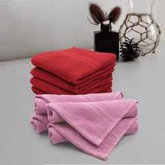 Sassoon Anatolia 8 Piece Cotton Face Towel 500 Gsm (Red & Pink)