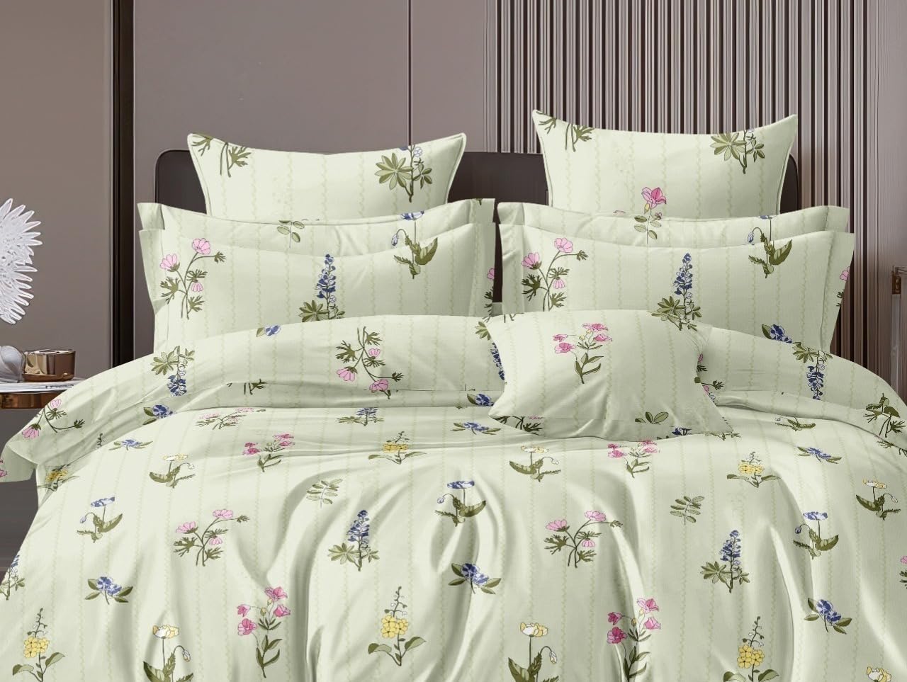 Printed Double Bedsheet For Super King Size With 2 Matching Pillow Covers - 108 X 108 Inches, Multicolor | 300 Thread Count Skin Friendly & Luxuriously Smooth To Touch Bedsheet