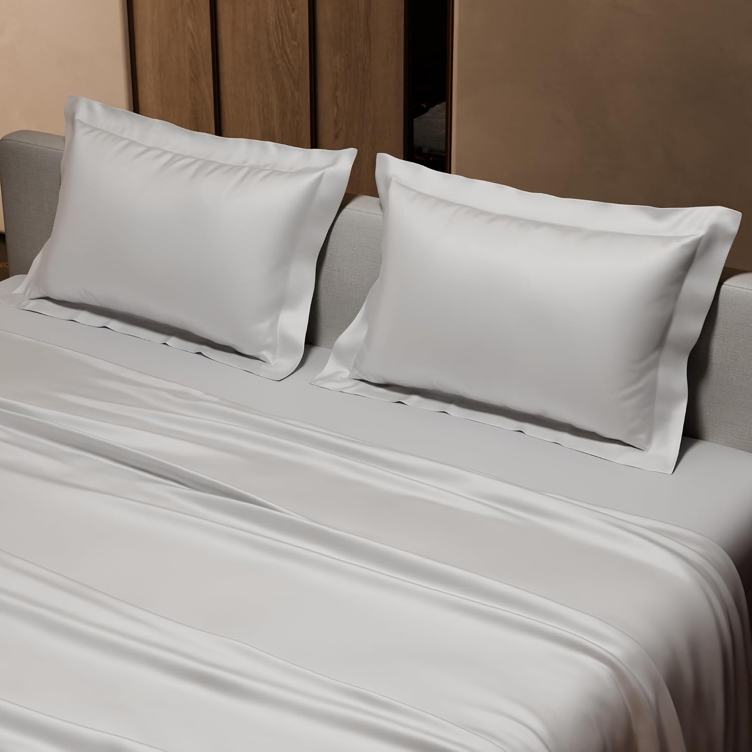 Satin Bedsheet For Double Bed With 2 Pillow Covers - 90 X 100 Inches, White | Premium Bedding Set & Wedding Gift For Couples