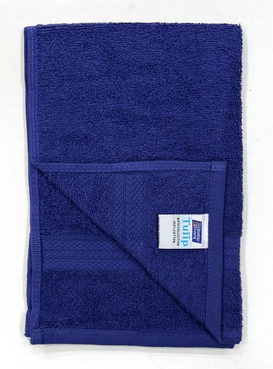 Bombay Dyeing Tulip 100% Soft Cotton Hand Towels 1200 Gsm (Navy Blue) - Set Of 6