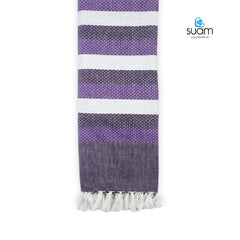 Suam Candy Cotton Towel 400 Gsm | Quick Dry, Soft & Absorbent Ideal For Bath, Beach, Gym & Travel (Damson Purple & Cloud White)