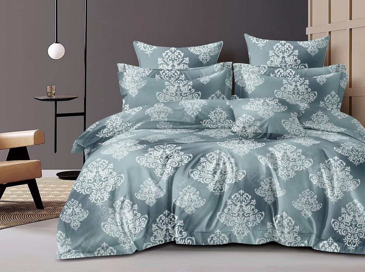 Printed Super King Size Double Bedsheet With Two Pillow Covers - 108 X 108 Inches, Green | Smooth To Touch, Breathable & Long Lasting - Ideal For Everyday Comfort