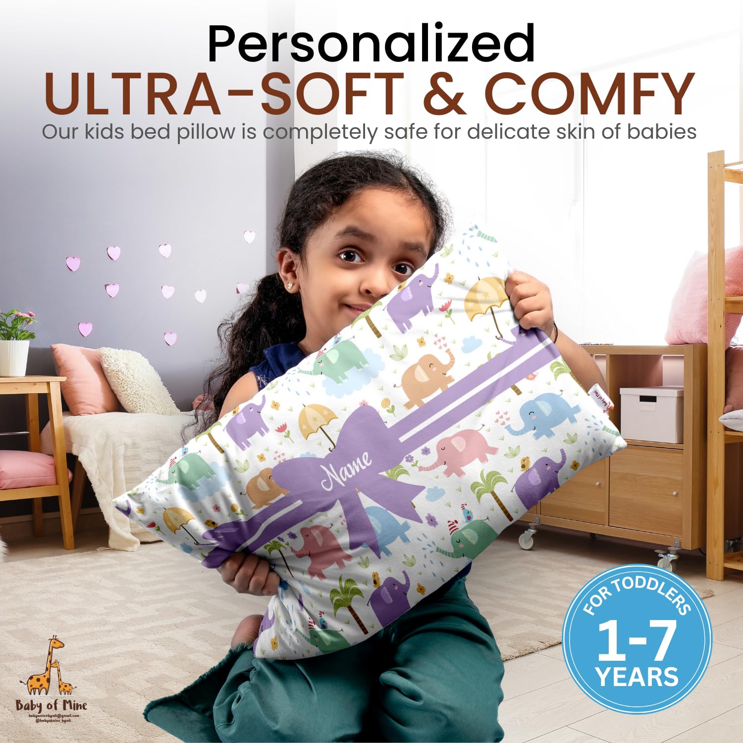 Personalized Pillow For Kids, Super Soft Cotton Kids Cushion - 12 X 18 Inches | Custom Name, For 5 Years Old Kids, Adorable Prints | For Head, Neck Support Baby Pillow - Pillow 07