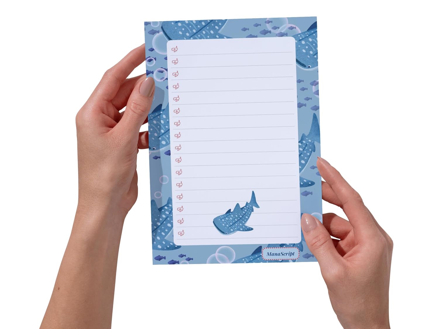 A5 Notes/To Do List Notepad, Beautiful Checklist Pad, Tear-Off Sheets (Whale, Blue) Pack Of 1