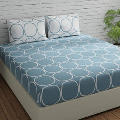 Cotton Double Bedsheet For Queen Size With 2 Pillow Covers - 88 X 96 Inches, Grey & White | Good For Guest Houses, & Daily Home Use
