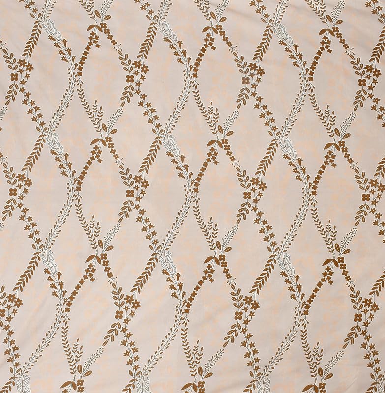 Printed Double Bedsheet With 2 Pillow Covers - 96 X 89 Inches, Peach & Brown | Ideal For Daily Use, Bedroom Decor & Gifting | Resistant All-Season Bedsheet