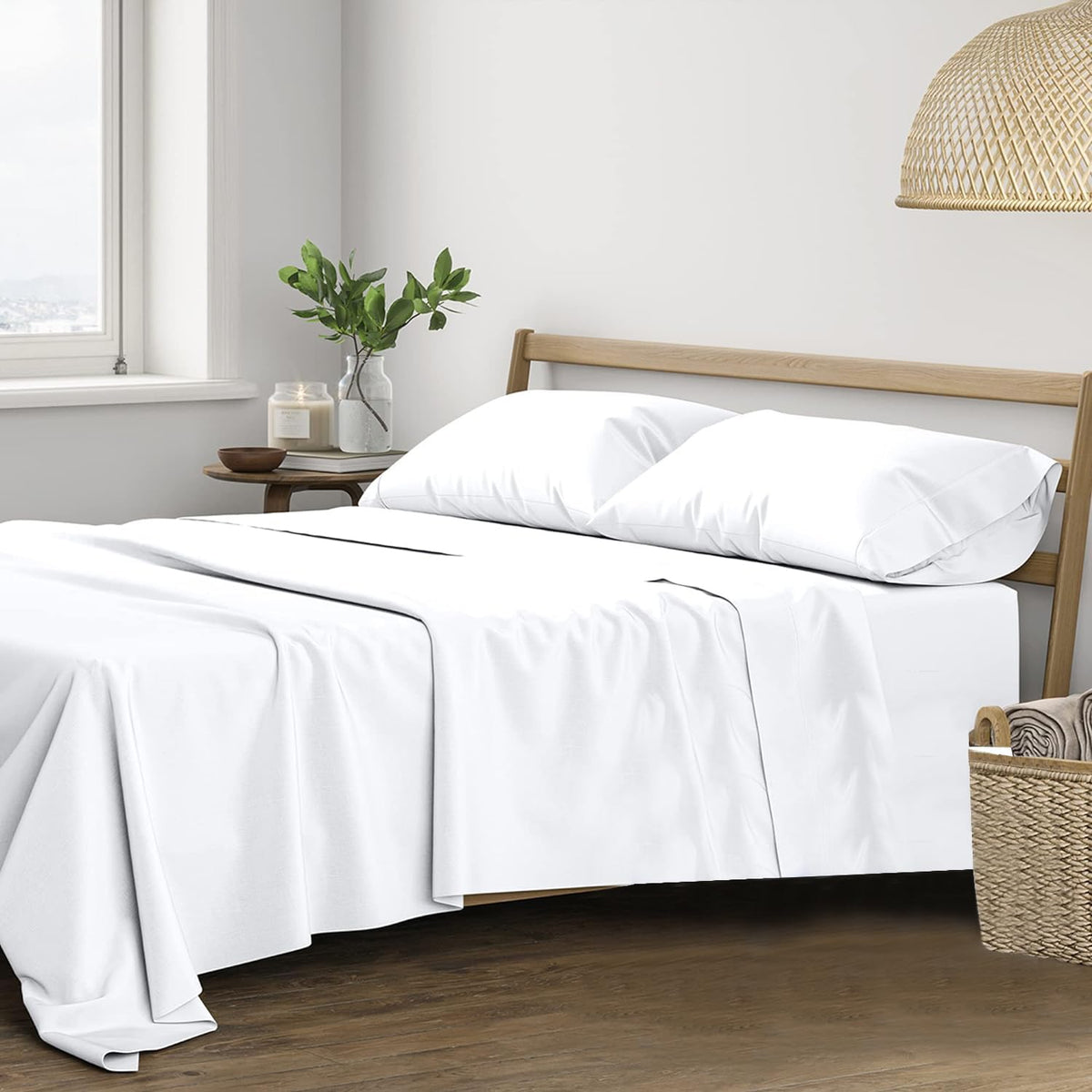 Plain Queen Size Double Bedsheet With 2 Pillow Covers (86 X 104 Inch, White) | Breathable & Skin-Friendly | Ideal For Hotel, Guest House, Bedroom