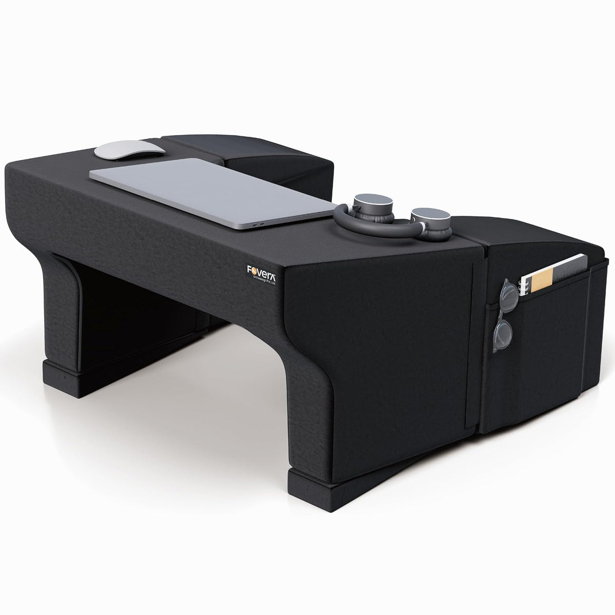 Lap Desk Pillow, Height Adjustable, Soft & Comfortable Armrest, Easy To Store, Black | For Working On Laptop, Reading & Gaming | Work From Home Pillow | Perfect For Using On Bed, Sofa & Floor