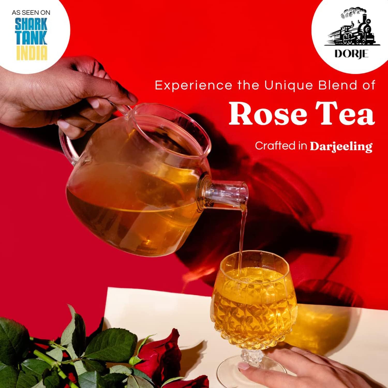Dorje Teas Darjeeling Rose Tea - 100gm, 3.5 Ounce, 40 Cups | Promotes Good Sleep & Stress Relief - Low Caffeine, Soothing Tea For Relaxation & Glowing Skin