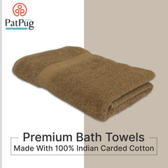 Patpug 100% Indian Ultra Soft Cotton 500 Gsm Highly Absorbent, Fade Resistant, Quick Drying Large Bath Towel (Sepia Brown)