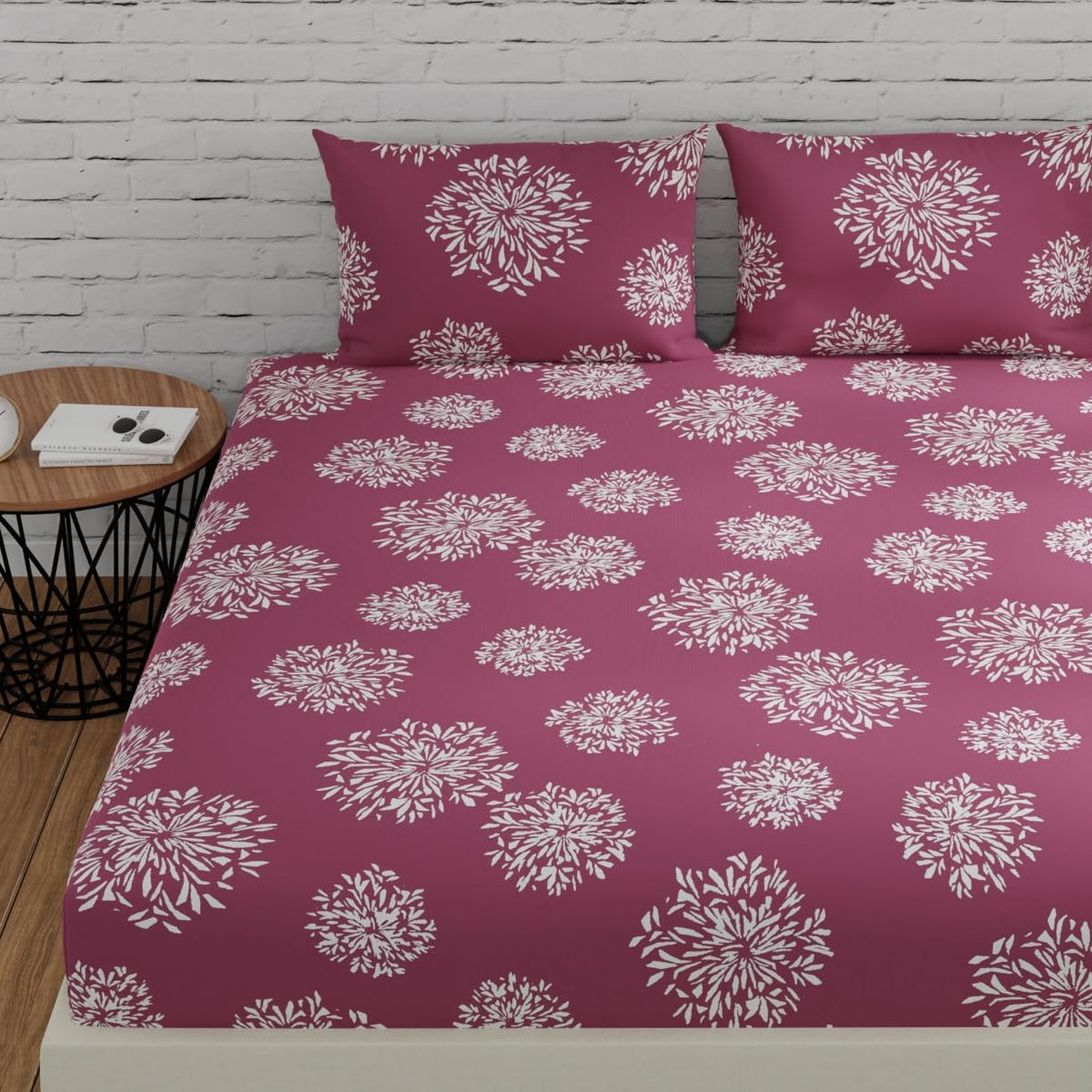 Flat Bedsheet For Double Bed With 2 Pillow Covers - 88 X 96 Inches, Mauve | Comfort Fabric Bedsheet Home, Hotel & Guest House