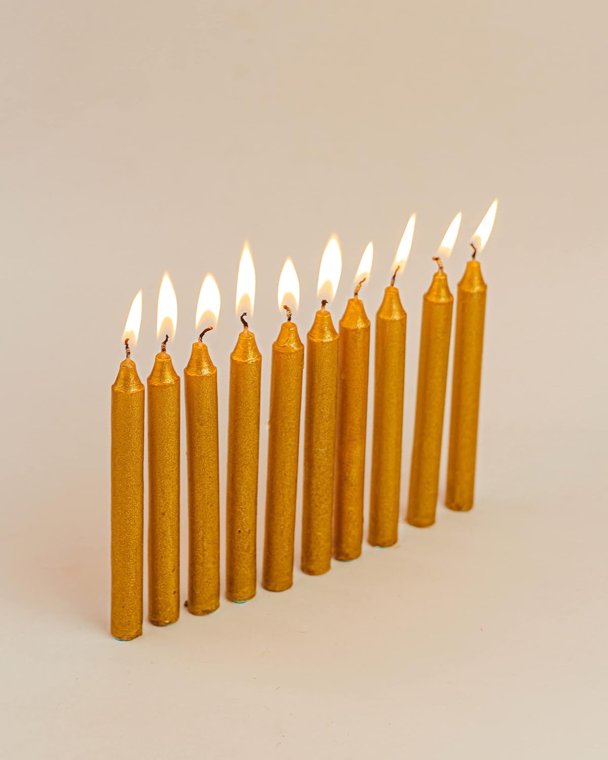 GOLDEN RITUAL STICK CANDLES PACK OF 10 | PERFECT FOR BIRTHDAY & PARTY CANDLES