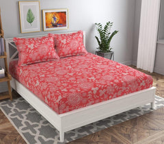 100% Microfiber Bedsheet For Double Bed With 2 Pillow Covers - 86 X 88 Inches, Pink & White | 120 Thread Count Wrinkle Free & Perfectly Soft Touch