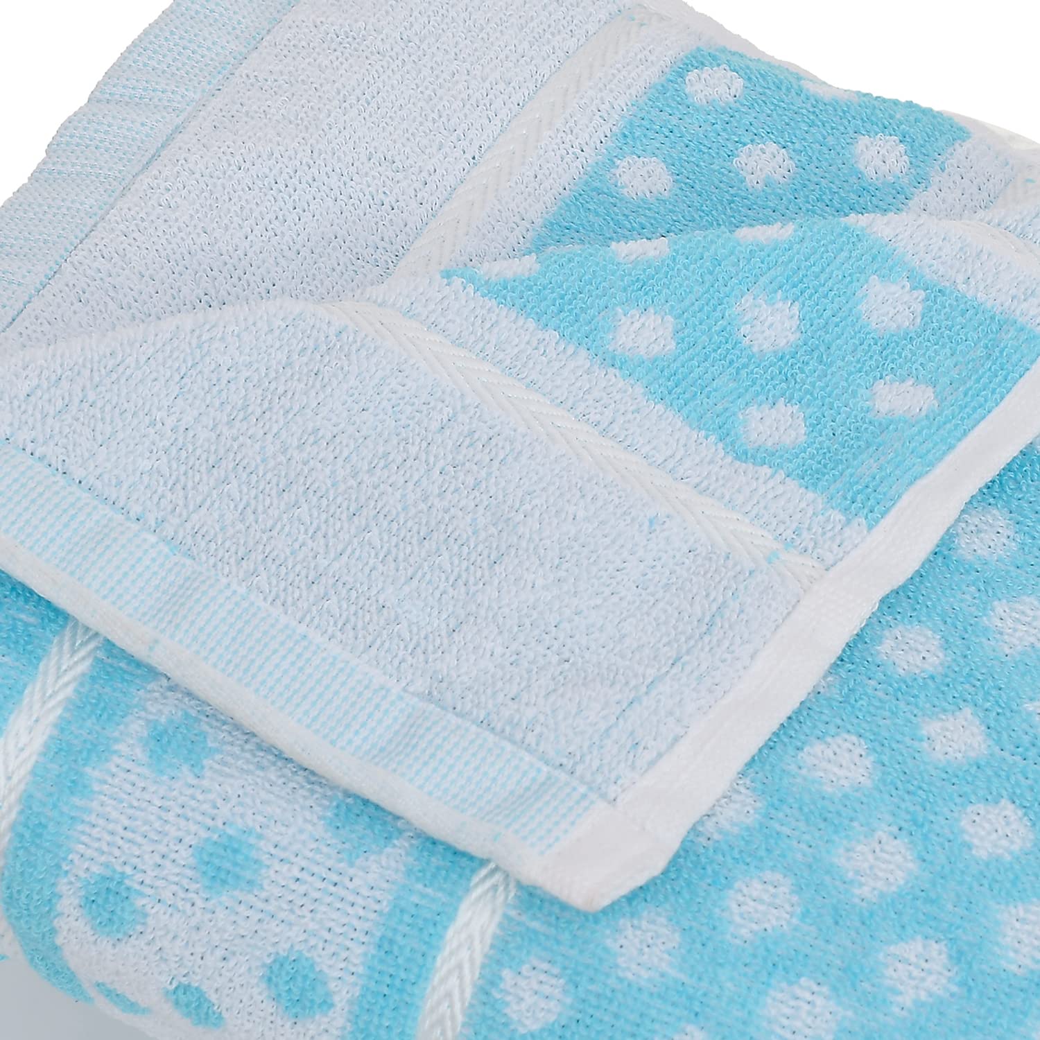 Kuber Industries Cotton Bath Towels 490 Gsm Large Size | Multiuses Dot Printed Soft Cotton Bath Towel (Sky Blue)- Pack Of 2