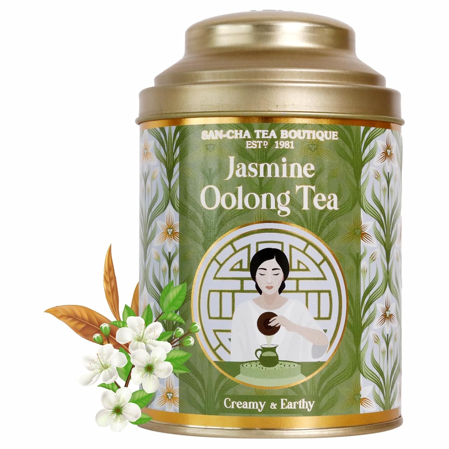 San-Cha Jasmine Oolong Tea - 50gm, 1.7 Ounce | Boosts The Metabolism, Rich In Antioxidants - Creamy & Earthy Whole Leaf Tea | Low Caffeine