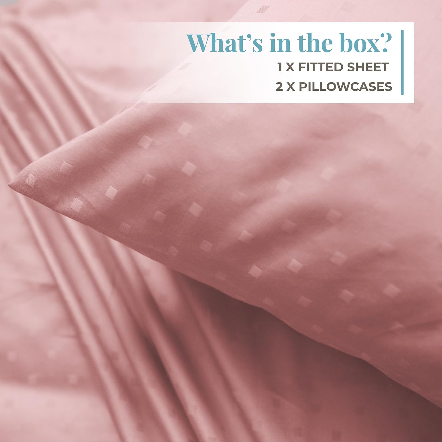 100% Cotton Sateen Weave Elastic Fitted Double Bedsheet With 2 Matching Pillow Covers - 72x78 Inches, Pink | Premium Cotton Bedsheets 300 TC, Fitted Bedsheet