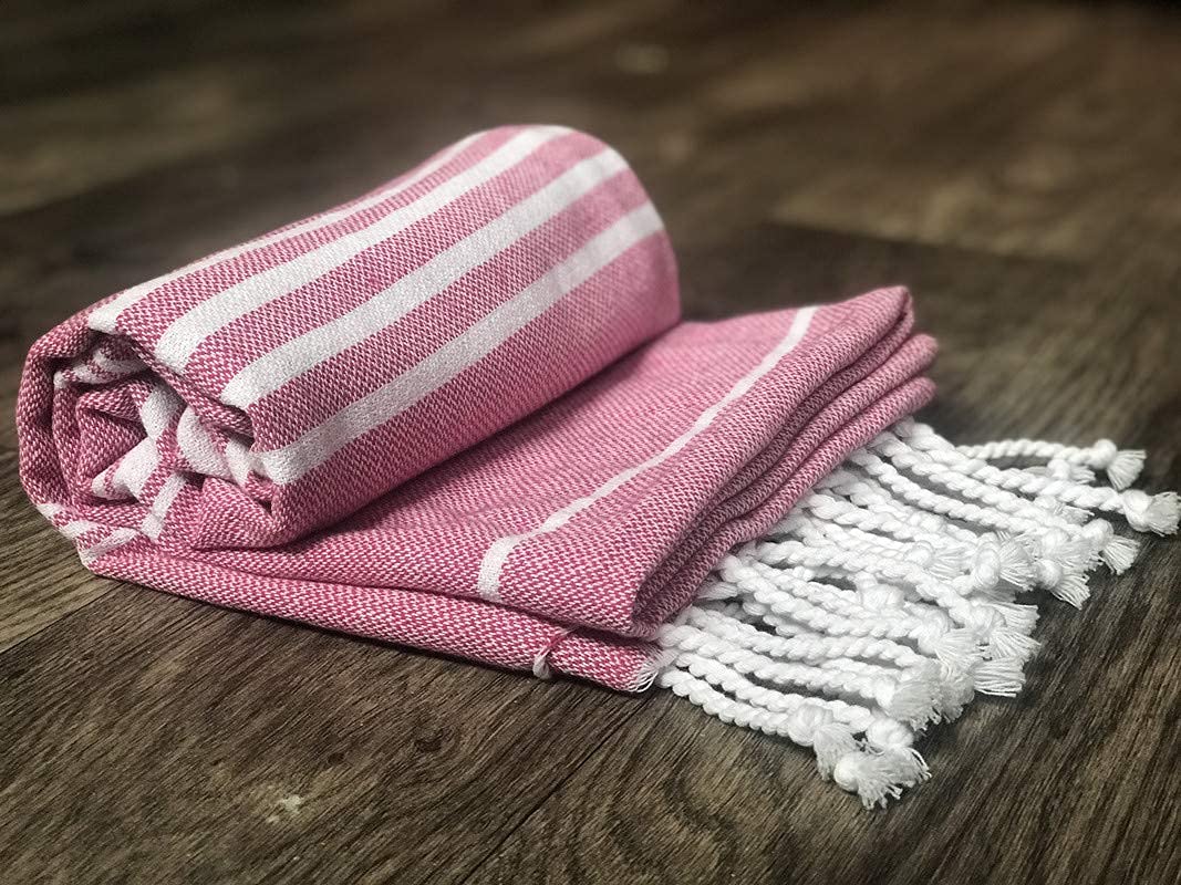 Rosslyn Bath/Beach Towel 700 Gsm | Ultra Soft, Absorbent & Quick Dry Bath Towel (Pink & Green) - 2 Pcs