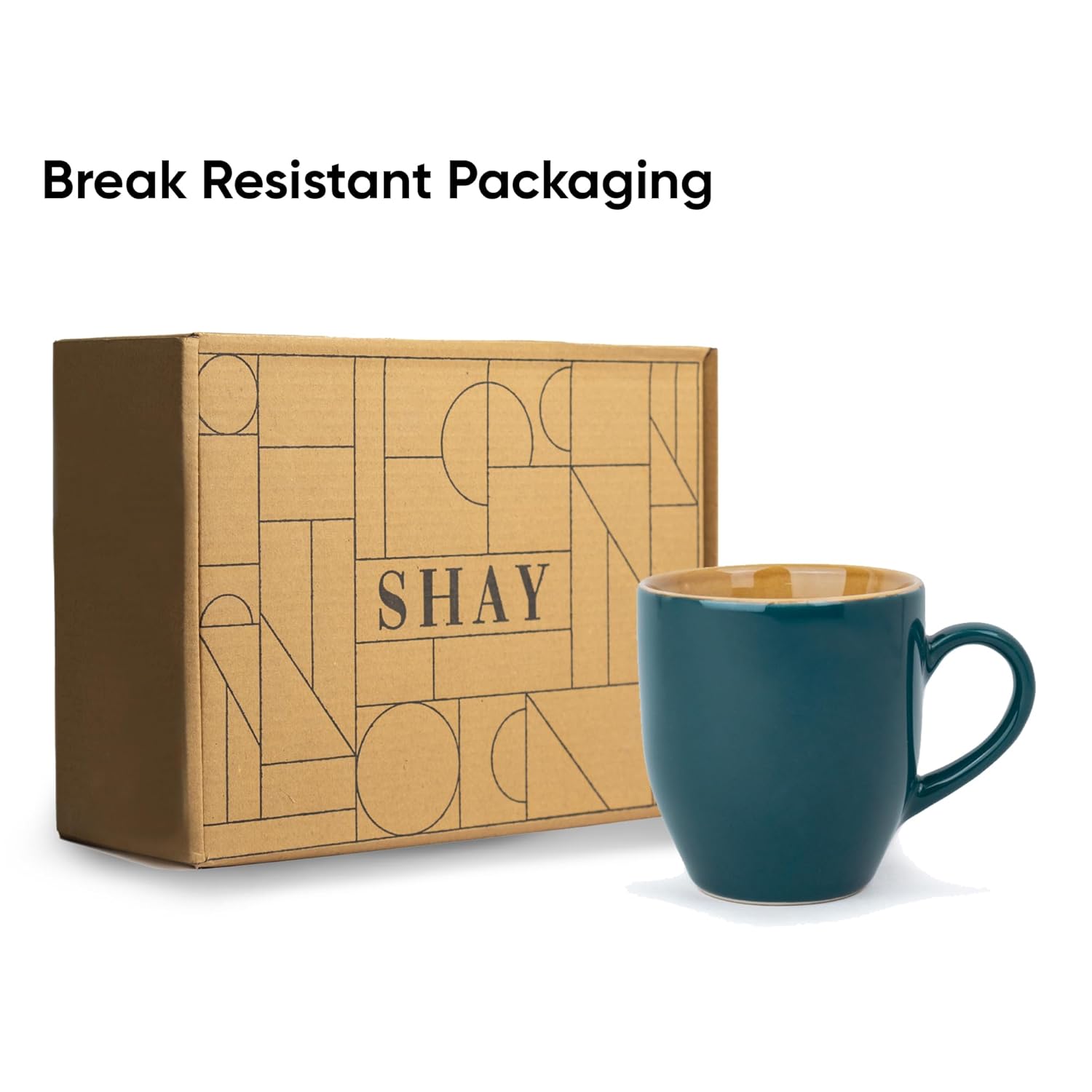 Ceramic Coffee Mug Set Of 2 - 300ml Each, Teal Green | Medium Mug With Glossy Finish - Stoneware Coffee Cup Set | Ceramic Cup - Microwave Safe
