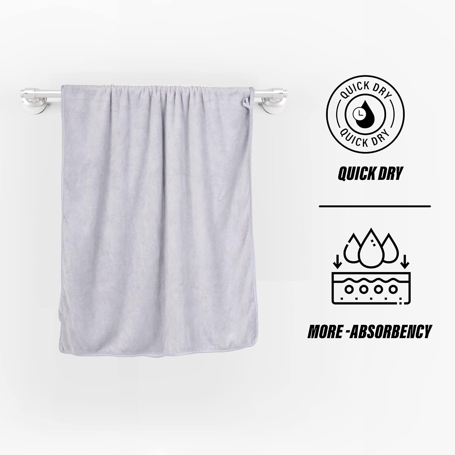 Glivary Microfiber Bath-Soft Towels 640 Gsm | With Hook Quick Dry Super Absorbent-Bath Towel For Men & Women (Grey & Pink) | Pack Of 2
