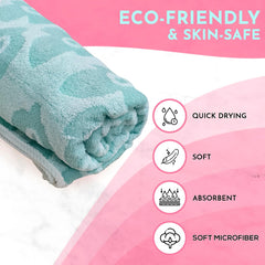 Enrich Homes Bath Towels 550 Gsm | For Women Large Size Absorbent Microfiber Bath Towel 2x Softer Than Cotton Towels (Flower Green)