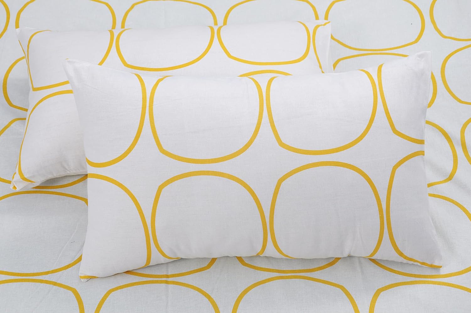 Bedsheet For Double Bed King Size With 2 Pillow Covers - 108 X 108 Inches, White & Yellow | Beautiful Bedsheets Are Perfect Gifting For Festivals
