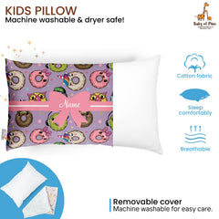 Personalized Pillow For Kids, Super Soft Cotton Kids Cushion - 12 X 18 Inches | Custom Name, For 5 Years Old Kids, Adorable Prints | For Head, Neck Support Baby Pillow - Pillow 08