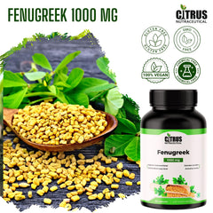 Citrus Nutraceutical Fenugreek Seed Extract Supplement 1000 Mg For Improve Digestion, Regulate Sugar, Increase Lactation & Cardiovascular Support | 60 Capsule, 100gm 0.2lbs
