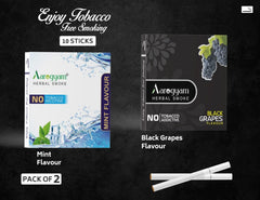 Mint & Black Grapes Flavored Cigarette For Relieve Stress & Mood Enhance - 10 Sticks X 2 Packets | No Bad Smell, Non Addictive, No Harmful - Tobacco & Nicotine Free