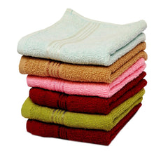 Space Fly Soft Cotton Face Towel 900 Gsm | Absorbent Washcloths & Handkerchief Set For Home, Gym & Baby Care (Multicolor) - Set Of 6