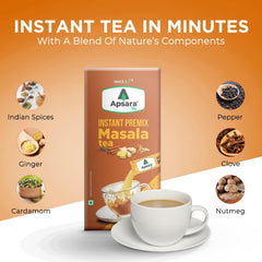 Apsara Instant Premix Masala Chai - 10 Sachets | Ready To Drink, Masala Tea Powder - Masala Chai Enriched With 100% Natural Ingredients | Ginger, Cardamom, Black Pepper, Clove, Cinnamon & Nutmeg