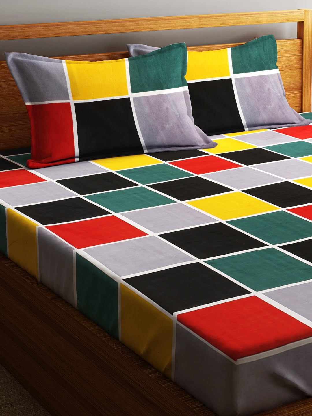 Microfiber Double Bedsheet With 2 Pillow Covers - 85 X 86 Inches, Multicolor | Normal Hand Wash Or Machine Wash | 144 Thread Count
