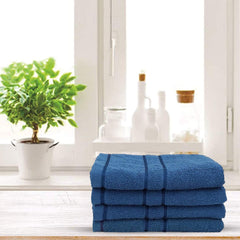 Sassoon Melrose 100% Cotton Hand Towel 800 Gsm | Highly Absorbent, Soft Material Perfect For Daily Use (Teal) -4 Piece