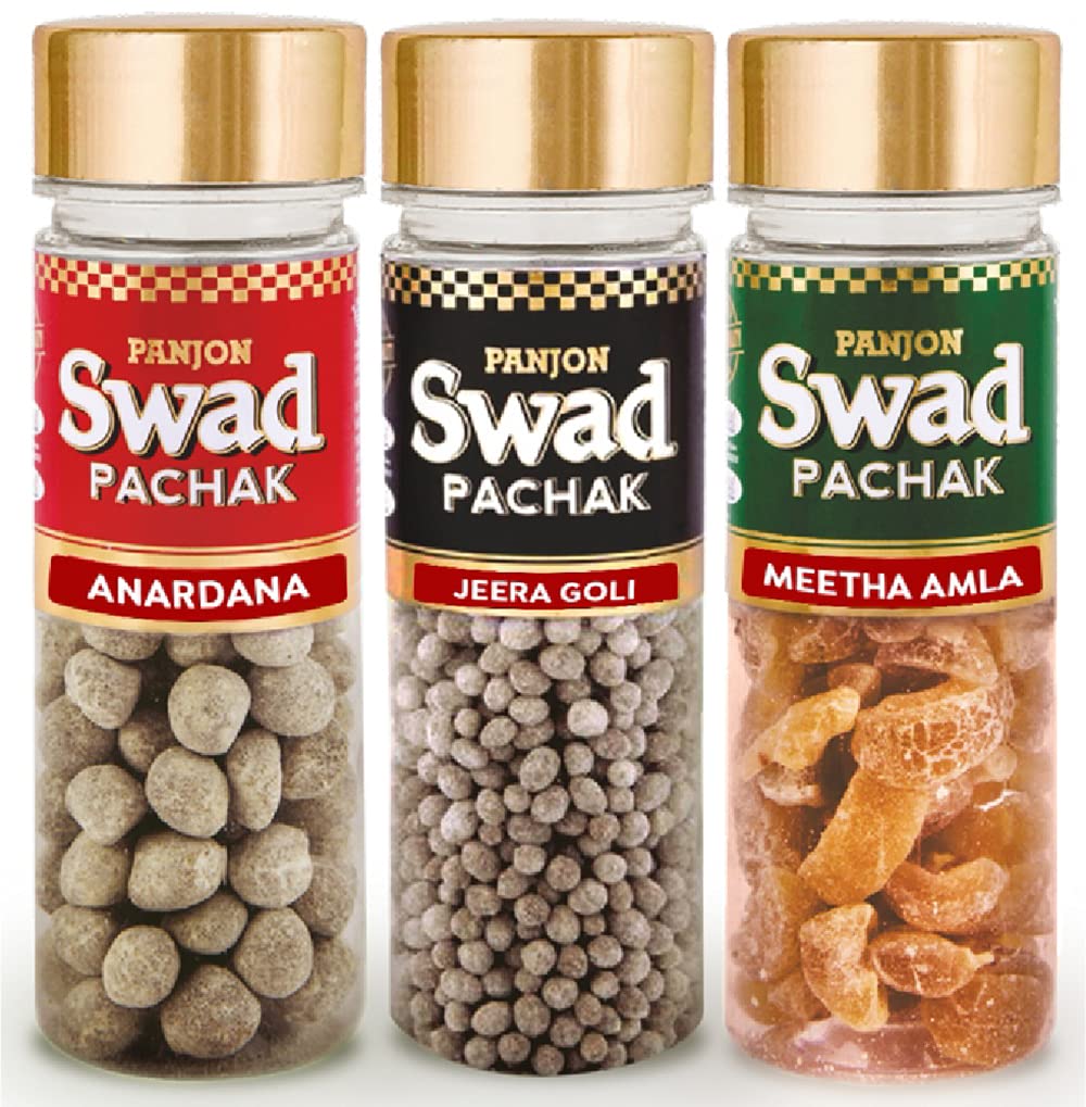Panjon Swad Meetha Amla, Jeera Goli & Shahi Anardana Mukhwas 380gm, 3 Bottles