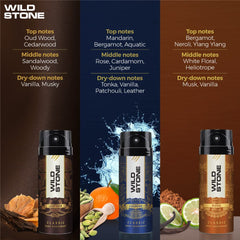 Wild Stone Classic Cologne, Leather & Musk Deodorants For Men Long Lasting Body Spray 675ml 22.8 Fl.oz. | Pack Of 3