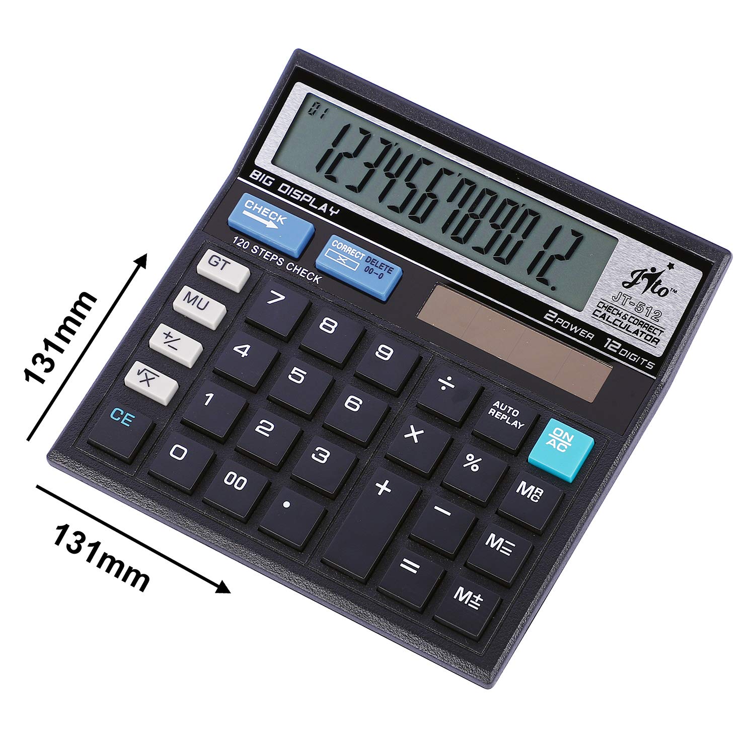 Jito JT-512 Black Electronic Calculator With 18 Months Warranty | 12 Digits Display, Check & Correct